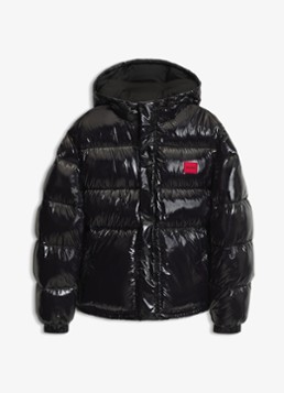 HUGO Heren Puffer jas met capuchon in de kleur Zwart