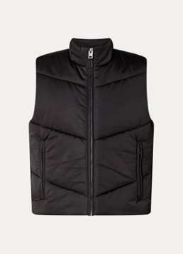 HUGO Heren Berolino2531 gewatteerde bodywarmer met ritszakken in de kleur Zwart