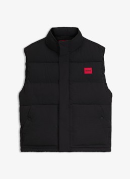 HUGO Dames Gewatteerde bodywarmer met logo in de kleur Zwart
