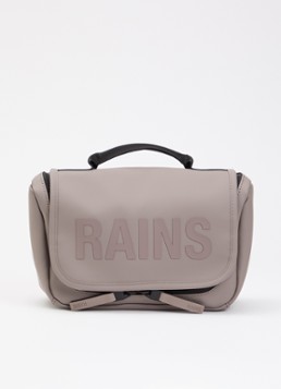 Rains Texel toilettas met waterafstotende coating en logo Taupe - Deal