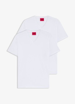HUGO Heren T-shirt met V-hals in 2-pack in de kleur Wit