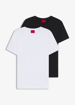 HUGO Heren T-shirt met ronde hals in 2-pack in de kleur Zwart