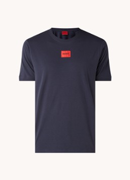 HUGO Heren Diragolino T-shirt met logo in de kleur Donkerblauw