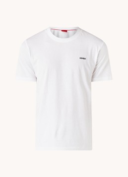 HUGO Heren T-shirt van katoenen jersey met logoprint in de kleur Wit