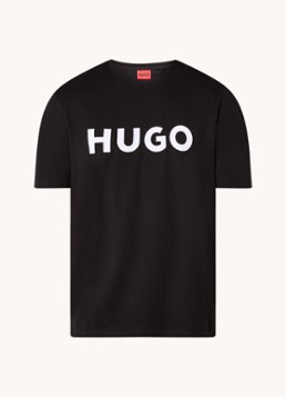 HUGO Heren Dulivio T-shirt met logoprint in de kleur Zwart