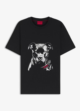 HUGO Heren T-shirt met logoprint in de kleur Zwart