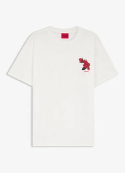 HUGO Heren T-shirt met logoprint in de kleur Wit