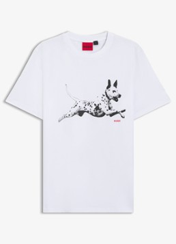 HUGO Heren T-shirt met logoprint in de kleur Wit