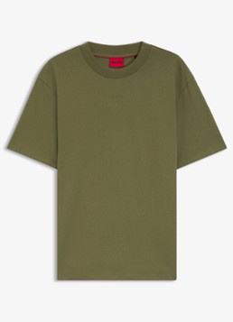 HUGO Heren Relaxed-fit T-shirt van katoen met logoprint in de kleur Open Green-388 / Groen