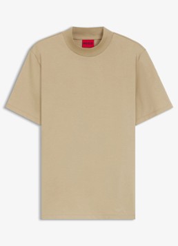 HUGO Heren Slim-fit T-shirt van stretchkatoen met opstaande kraag in de kleur Beige