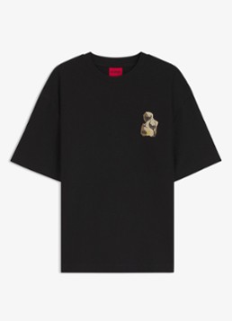HUGO Heren T-shirt met logo- en backprint in de kleur Zwart