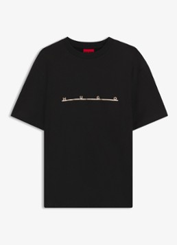 HUGO Heren T-shirt met logoprint in de kleur Zwart