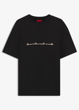 HUGO Heren T-shirt met logoprint in de kleur Zwart