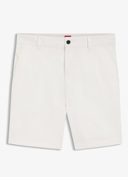 HUGO Heren Genar261S slim fit korte broek met stretch in de kleur Natural-102 / Wit