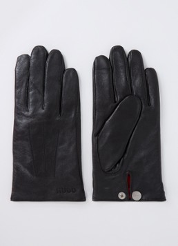 HUGO Heren Handschoenen van lamsleer met touchscreen functie in de kleur Zwart
