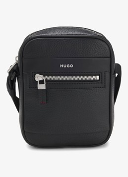 HUGO Heren Crossbodytas met logo en verstelbare schouderriem in de kleur Diepzwart