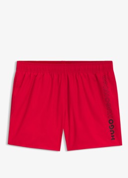 HUGO Heren Zwemshorts met logoprint in de kleur Oudroze
