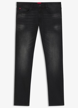 HUGO Heren 734 slim fit jeans met gekleurde wassing in de kleur Zwart