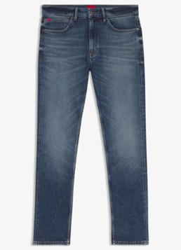 HUGO Heren Slim fit jeans met steekzakken in de kleur Middenblauw