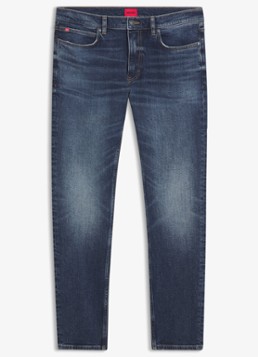 HUGO Heren Slim fit jeans met donkere wassing in de kleur Middenblauw