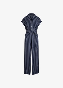 Ralph Lauren Dames Wide fit jumpsuit met streepprint in de kleur Blauw