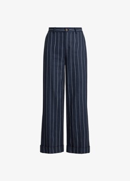 Ralph Lauren Dames High waist cropped straight fit broek met streepprint in de kleur Blauw