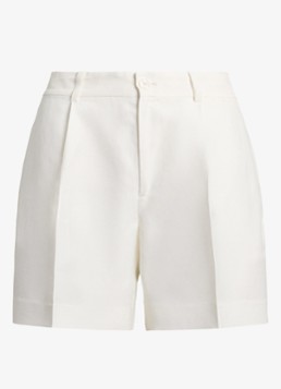 Ralph Lauren Dames High waist straight fit korte broek in linnenblend in de kleur Wit
