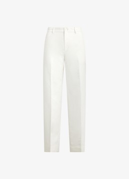 Ralph Lauren Dames High waist wide fit pantalon in linnenblend in de kleur Wit