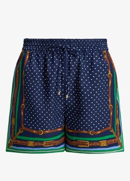 Ralph Lauren Dames High waist regular fit korte broek met print in de kleur Blue Multi / Blauw