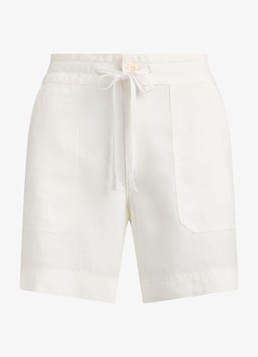 Ralph Lauren Dames High waist wide fit korte broek van linnen in de kleur Wit