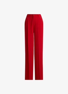 Ralph Lauren Dames High waist wide fit pantalon met steekzaken in de kleur Cruise Red 2WR6 / Rood