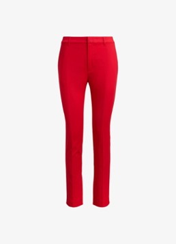 Ralph Lauren Dames High waist slim fit cropped pantalon met steekzakken in de kleur Rood