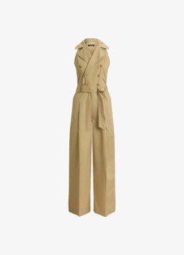 Ralph Lauren Dames Wide fit jumpsuit met ceintuur in de kleur Birch Tan / Beige