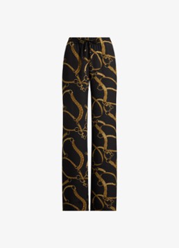 Ralph Lauren Dames High waist wide fit broek met print in de kleur Black/Tan / Zwart