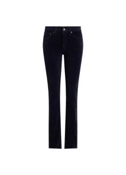 Ralph Lauren Dames High waist slim fit jeans van corduroy in de kleur Lauren Navy / Blauw