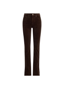 Ralph Lauren Dames High waist slim fit jeans van corduroy in de kleur Circuit Brown / Bruin