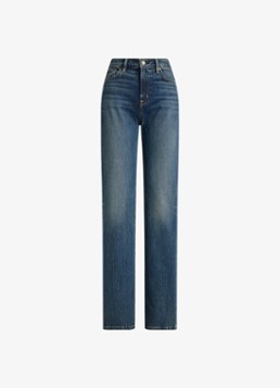 Ralph Lauren Dames High waist straight leg jeans met medium wassing in de kleur Haze Wash / Indigo