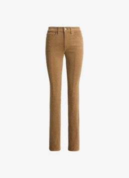 Ralph Lauren Dames High waist slim fit jeans van corduroy in de kleur Lauren Camel / Beige