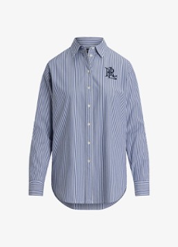 Ralph Lauren Dames Blouse met streepprint en logoborduring in de kleur Blue / Blauw