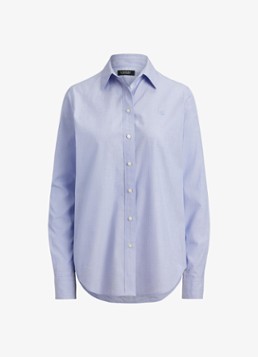 Ralph Lauren Dames Classic fit blouse met logoborduring in de kleur Lichtblauw
