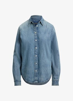 Ralph Lauren Dames Classic fit blouse van denim met logoborduring in de kleur Indigo