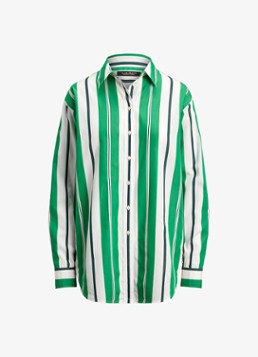 Ralph Lauren Dames Relaxed fit blouse met streepprint in de kleur Green, Blue, White / Groen, Blauw, Wit