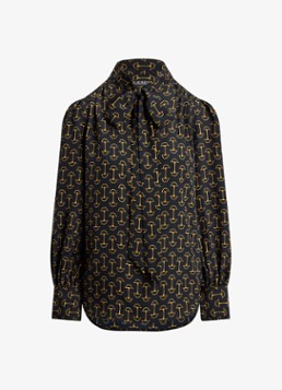 Ralph Lauren Dames Blouse met sjaalkraag en grafische print in de kleur Zwart