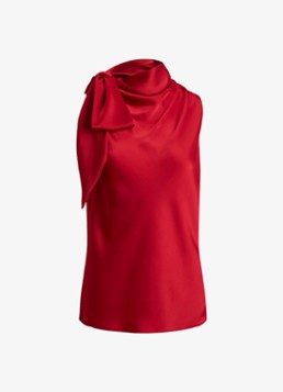 Ralph Lauren Dames Top van satijn met sjaalkraag in de kleur Ralph Red / Rood