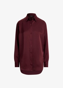 Ralph Lauren Dames Blouse van satijn in de kleur Dark Garnet / Bordeauxrood