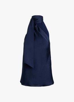 Ralph Lauren Dames Haltertop met sjaalkraag in de kleur Refined Navy / Donkerblauw
