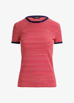 Ralph Lauren Dames Top met streepprint in de kleur Cruise Red / Rood