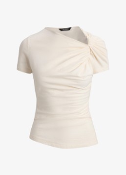 Ralph Lauren Dames T-shirt met knoopdetail in de kleur Mascarpone Crème / Crème