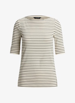 Ralph Lauren Dames T-shirt met streepprint in de kleur Mascarpone Crème/Black / Crème