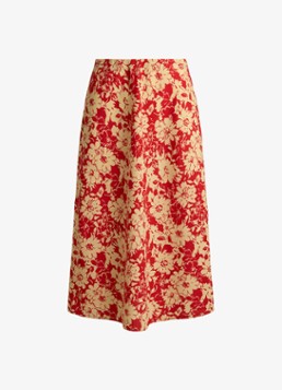 Ralph Lauren Dames Midi rok met bloemenprint in de kleur Red Tan / Rood
